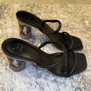 Women's Cass Thin Strap Heeled Pumps - A New Day Black Snake